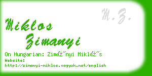 miklos zimanyi business card